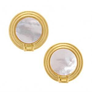 NEW SUSAN SHAW women's roma stud earrings in mother of pearl